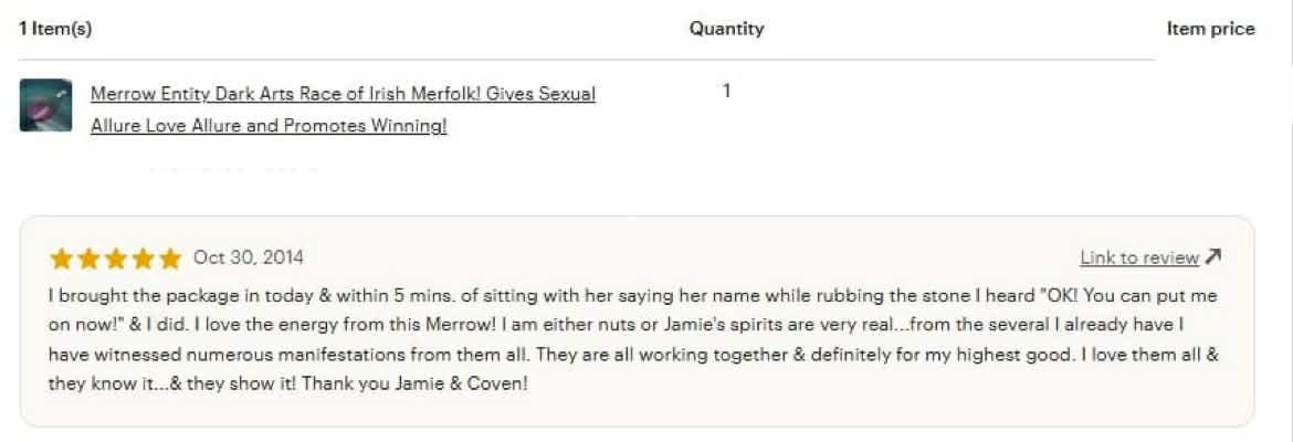 Merrow * Irish Merfolk of Passion Psychic Blessings and More! Best Seller for Nearly 20 Years! Review Photo!